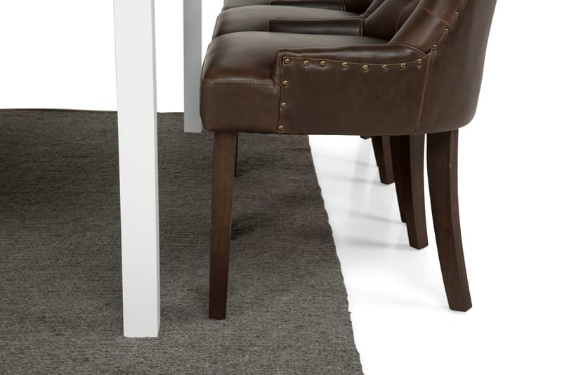 Jasmin Matgrupp 180 cm med 6 Tuva Fåtölj - Vit/Brun PU - Möbler - Bord & matgrupper - Matgrupper