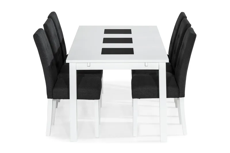 Jasmin Matgrupp 180 cm Rektangulärt matbord med 6 st Viktor Matstolar - Vit / Mörkgrå - Möbler - Bord & matgrupper - Matgrupper