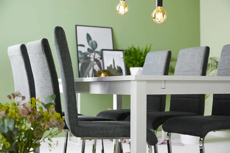 Jasmin Matgrupp med 6 st Cibus Stolar - Vit/Grå - Möbler - Bord & matgrupper - Matgrupper