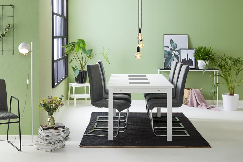 Jasmin Matgrupp med 6 st Cibus Stolar - Vit/Grå - Möbler - Bord & matgrupper - Matgrupper