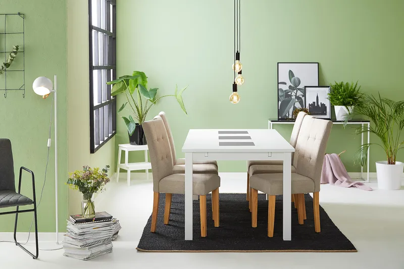 Jasmin Matgrupp med 6 st Viktor Matstol - Vit/Beige/Ek - Möbler - Bord & matgrupper - Matgrupper