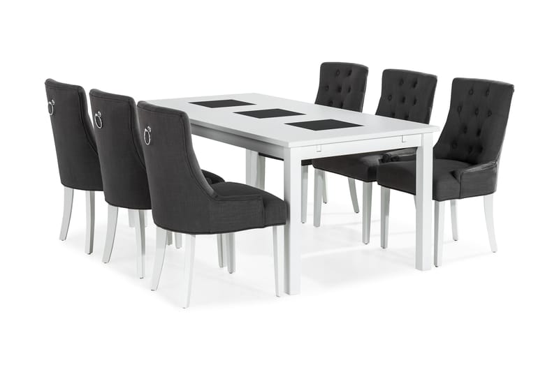 Jasmin Matgrupp med 6 st Viktoria Fåtöljer - Vit/Grå - Möbler - Bord & matgrupper - Matgrupper