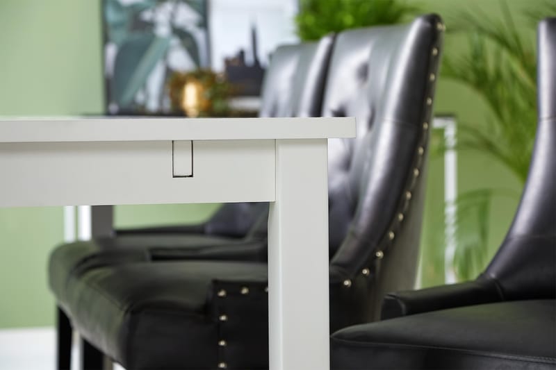 Jasmin Matgrupp med 6 Tuva Fåtölj - Vit/Svart PU - Möbler - Bord & matgrupper - Matgrupper