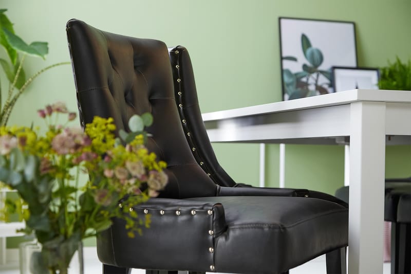 Jasmin Matgrupp med 6 Tuva Fåtölj - Vit/Svart PU - Möbler - Bord & matgrupper - Matgrupper