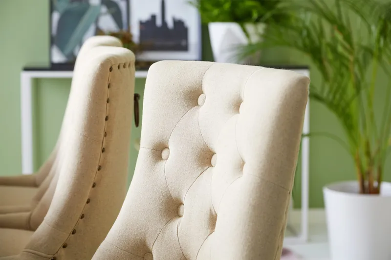 Jasmin Matgrupp Vit med 6 st Viktoria Fåtöljer - Beige/Vintageben - Möbler - Bord & matgrupper - Matgrupper