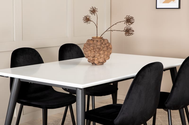 Jimms Förlängningsbar Matgrupp 150 cm inkl 4 Pontus Stolar - Vit/Svart - Möbler - Bord & matgrupper - Matgrupper