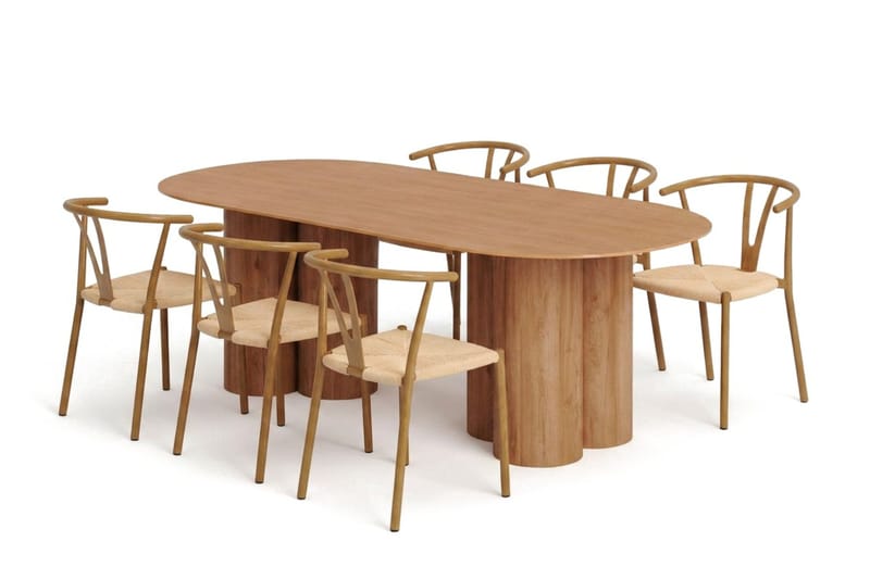 Juno Matgrupp rektangulärt 220 cm Ek med 6 Elysia Matstolar