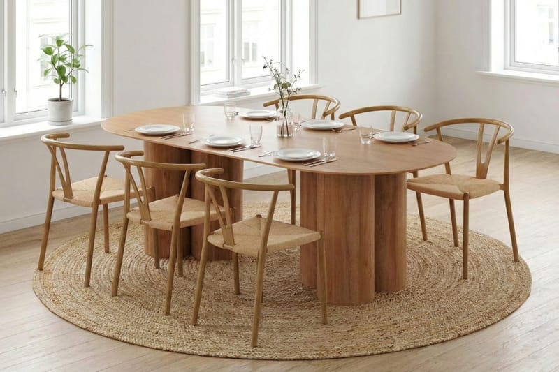 Juno Matgrupp rektangulärt 220 cm Ek med 6 Elysia Matstolar - Möbler - Bord & matgrupper - Matgrupper