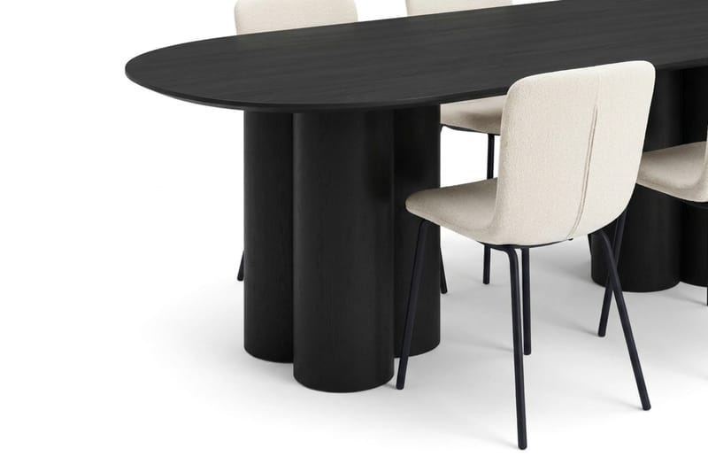 Juno Matgrupp rektangulärt 220 cm Svart med 6 Katy Matstolar - Svart - Möbler - Bord & matgrupper - Matgrupper