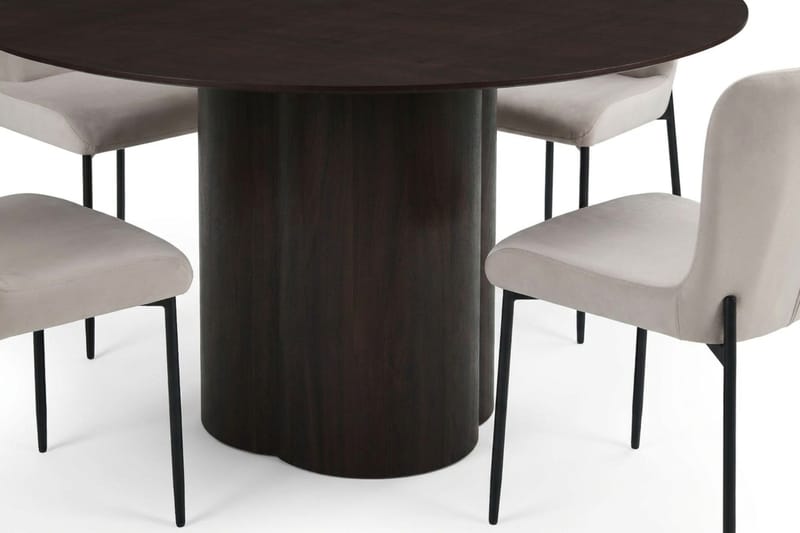 Juno Matgrupp runt 150 cm Rökt Ek med 6 Elsie Matstolar - Rökt ek/Beige - Möbler - Bord & matgrupper - Matgrupper