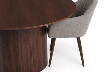 Juno Matgrupp runt 150 cm Valnöt med 6 Filippa Matstolar - Valnöt - Möbler - Bord & matgrupper - Matgrupper