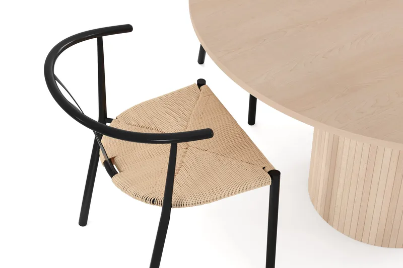 Kopparbo Matgrupp 130 cm Rund inkl 4 Elysia Stolar - Beige/Svart - Möbler - Bord & matgrupper - Matgrupper