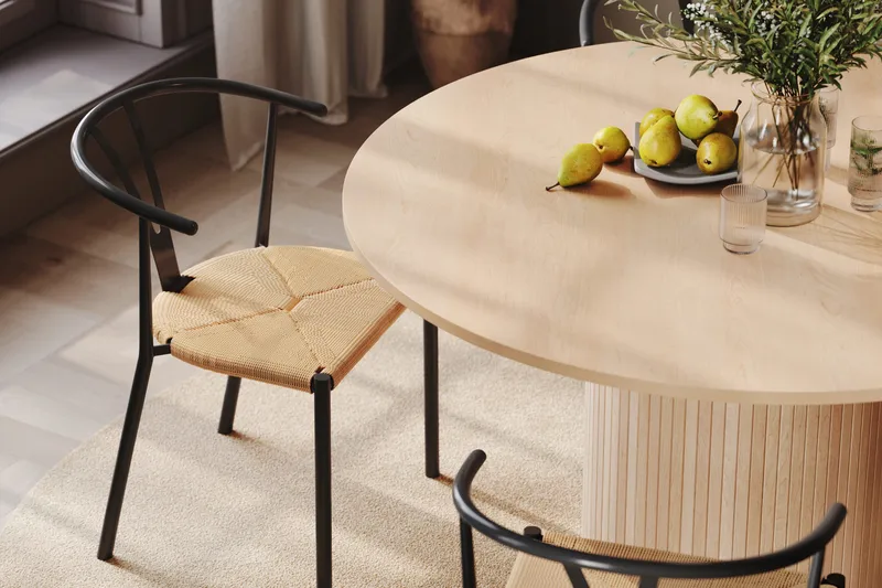 Kopparbo Matgrupp 130 cm Rund inkl 4 Elysia Stolar - Beige/Svart - Möbler - Bord & matgrupper - Matgrupper