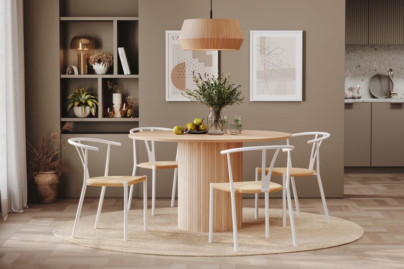 Kopparbo Matgrupp 130 cm Rund inkl 4 Elysia Stolar - Beige/Vit - Möbler - Bord & matgrupper - Matgrupper