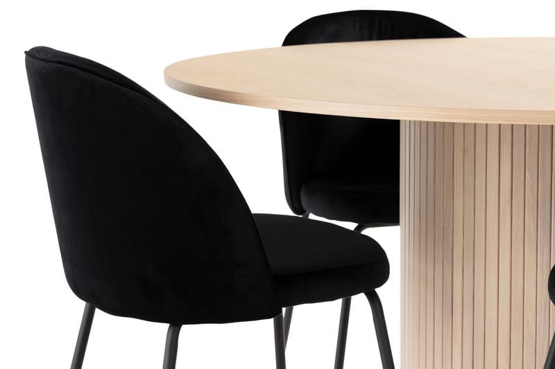 Kopparbo Matgrupp 130 cm Rund inkl 4 Felipe Stolar - Beige/Svart - Möbler - Bord & matgrupper - Matgrupper