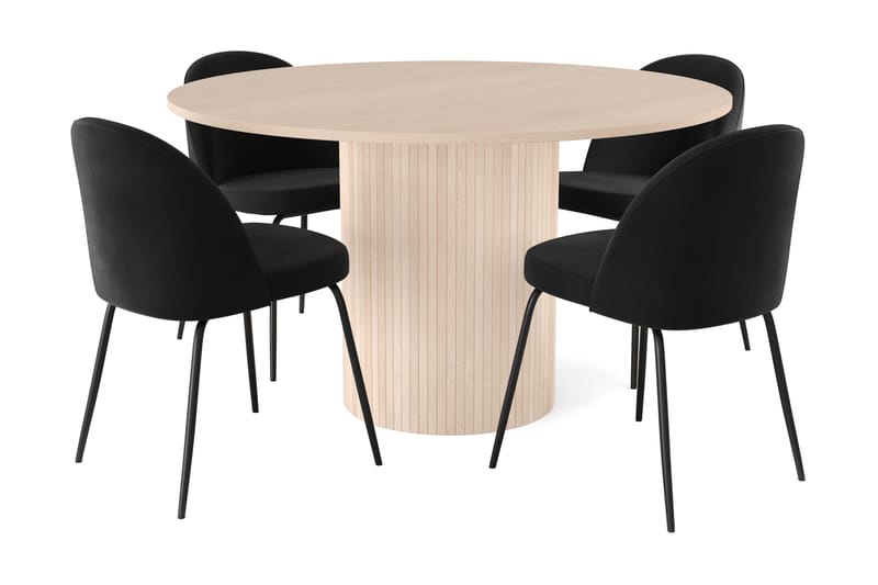 Kopparbo Matgrupp 130 cm Rund inkl 4 Felipe Stolar - Beige/Svart - Möbler - Bord & matgrupper - Matgrupper