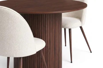 Kopparbo Matgrupp runt 110 cm Valnöt med 4 Nibe Plus Matstolar - Valnöt - Möbler - Bord & matgrupper - Matgrupper