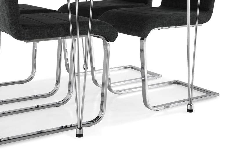 Kronblom Matgrupp 120 cm med 4 Cibus Stol - Vit/Krom/Grå - Möbler - Bord & matgrupper - Matgrupper