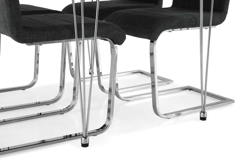 Kronblom Matgrupp 120 cm med 4 Cibus Stol - Vit/Krom/Grå - Möbler - Bord & matgrupper - Matgrupper