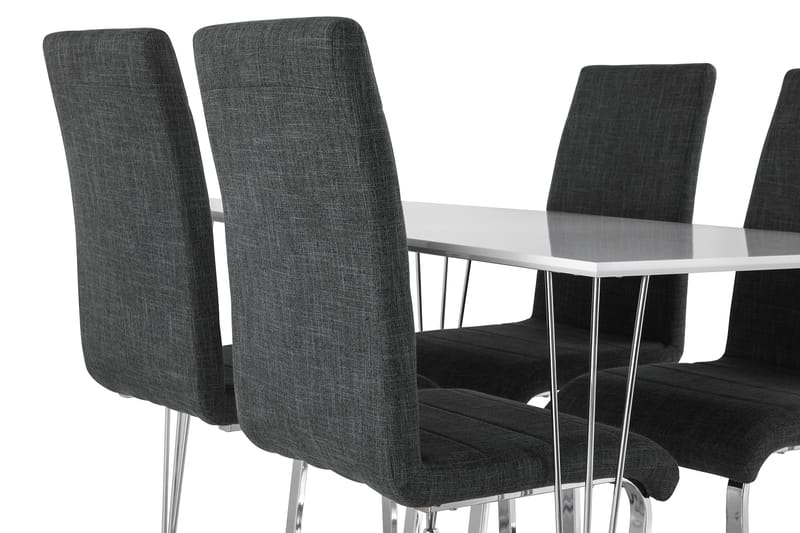 Kronblom Matgrupp 120 cm med 4 Cibus Stol - Vit/Krom/Grå - Möbler - Bord & matgrupper - Matgrupper
