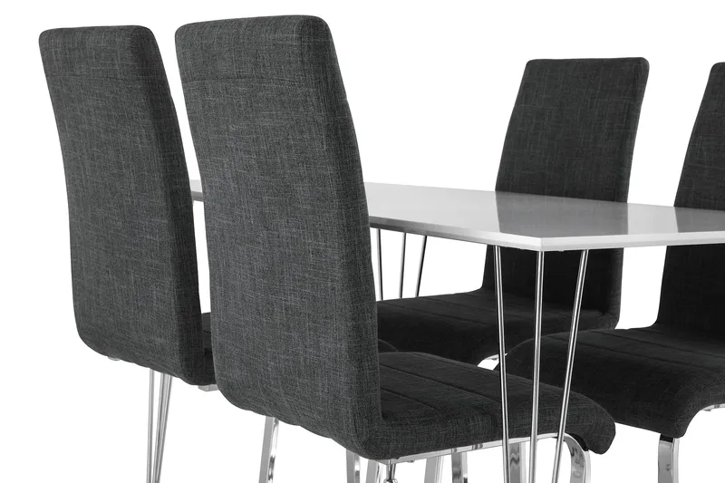Kronblom Matgrupp 120 cm med 4 Cibus Stol - Vit/Krom/Grå - Möbler - Bord & matgrupper - Matgrupper