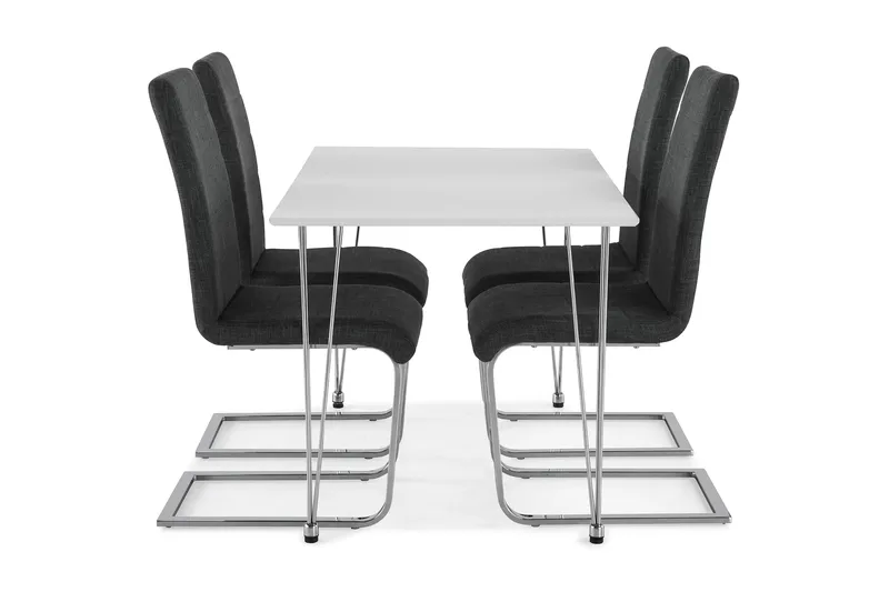 Kronblom Matgrupp 120 cm med 4 Cibus Stol - Vit/Krom/Grå - Möbler - Bord & matgrupper - Matgrupper