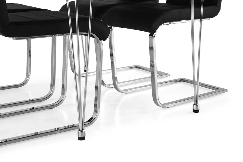 Kronblom Matgrupp 120 cm med 4 Cibus Stol - Vit/Krom/Svart PU - Möbler - Bord & matgrupper - Matgrupper