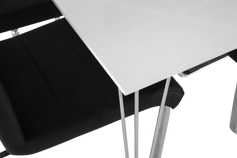 Kronblom Matgrupp 120 cm med 4 Cibus Stol - Vit/Krom/Svart PU - Möbler - Bord & matgrupper - Matgrupper