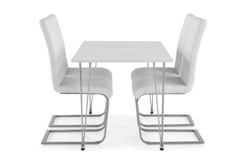 Kronblom Matgrupp 120 cm med 4 Cibus Stol - Vit/Krom/Vit PU - Möbler - Bord & matgrupper - Matgrupper