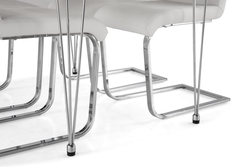 Kronblom Matgrupp 120 cm med 4 Cibus Stol - Vit/Krom/Vit PU - Möbler - Bord & matgrupper - Matgrupper