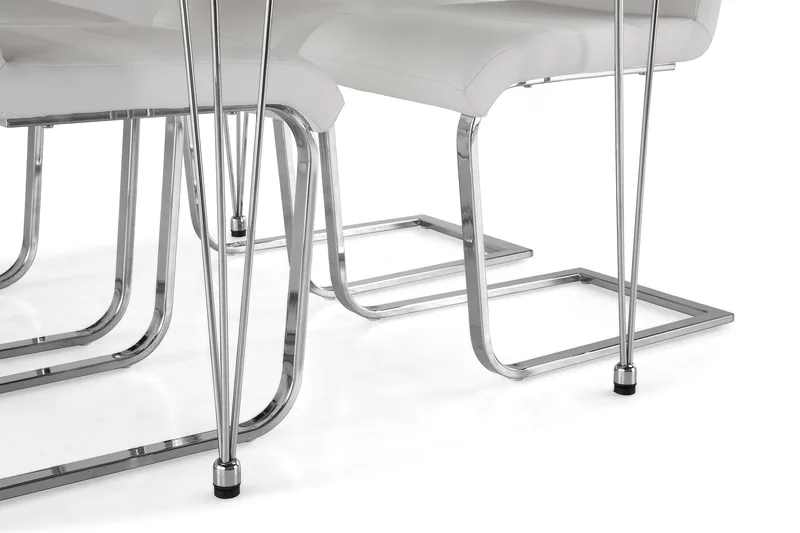 Kronblom Matgrupp 120 cm med 4 Cibus Stol - Vit/Krom/Vit PU - Möbler - Bord & matgrupper - Matgrupper