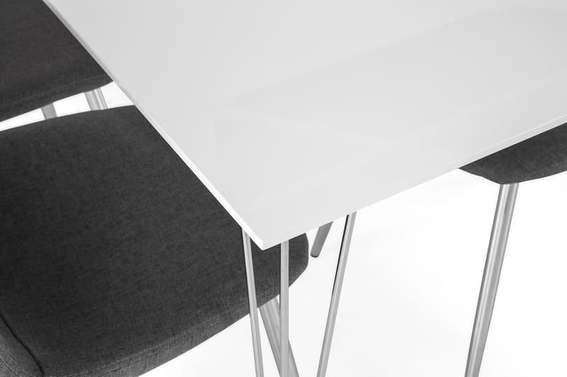 Kronblom Matgrupp 120 cm med 4 Nibe Stol - Vit/Krom/Grå - Möbler - Bord & matgrupper - Matgrupper