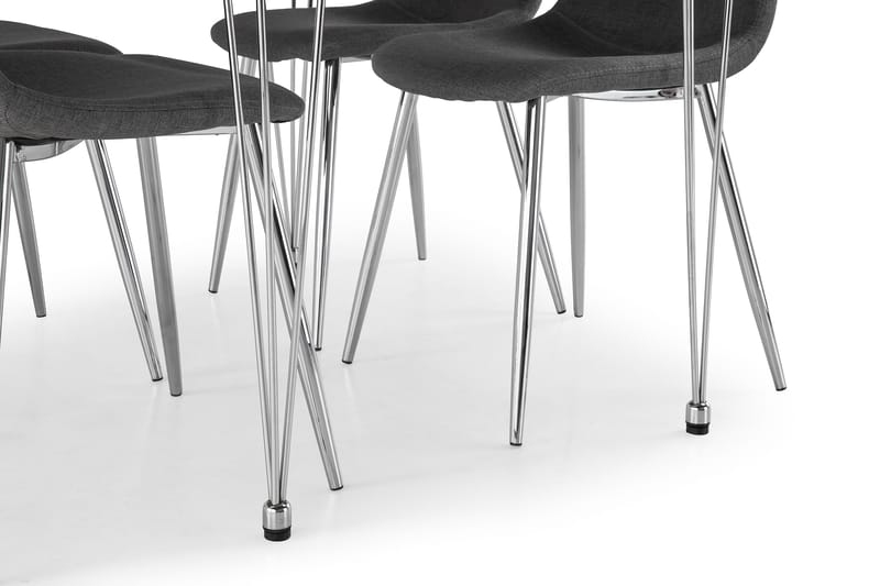 Kronblom Matgrupp 120 cm med 4 Nibe Stol - Vit/Krom/Grå - Möbler - Bord & matgrupper - Matgrupper