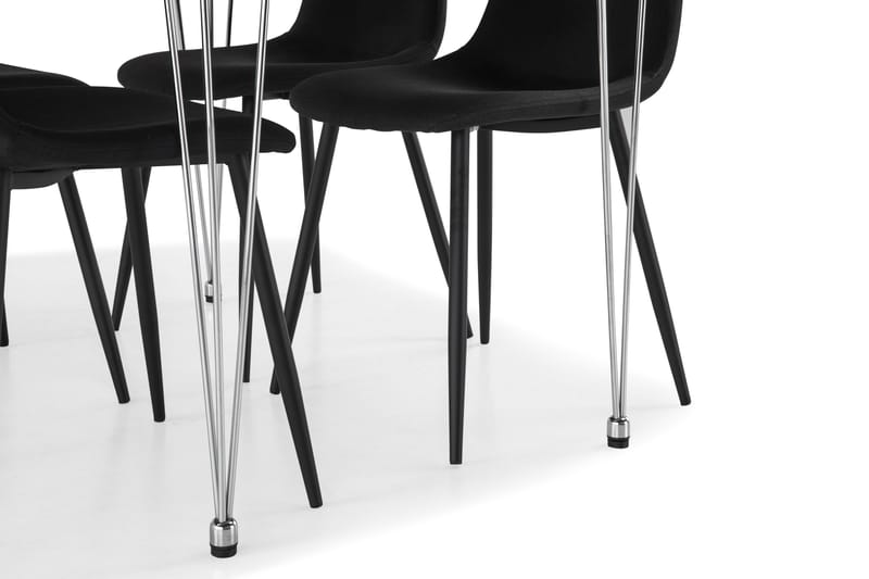 Kronblom Matgrupp 120 cm med 4 Nibe Stol - Vit/Krom/Svart - Möbler - Bord & matgrupper - Matgrupper
