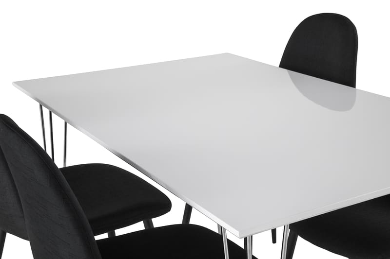 Kronblom Matgrupp 120 cm med 4 Nibe Stol - Vit/Krom/Svart - Möbler - Bord & matgrupper - Matgrupper