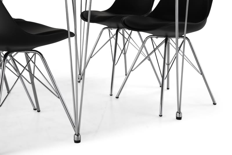 Kronblom Matgrupp 120 cm med 4 Shell Stol - Vit/Krom/Svart PU - Möbler - Bord & matgrupper - Matgrupper