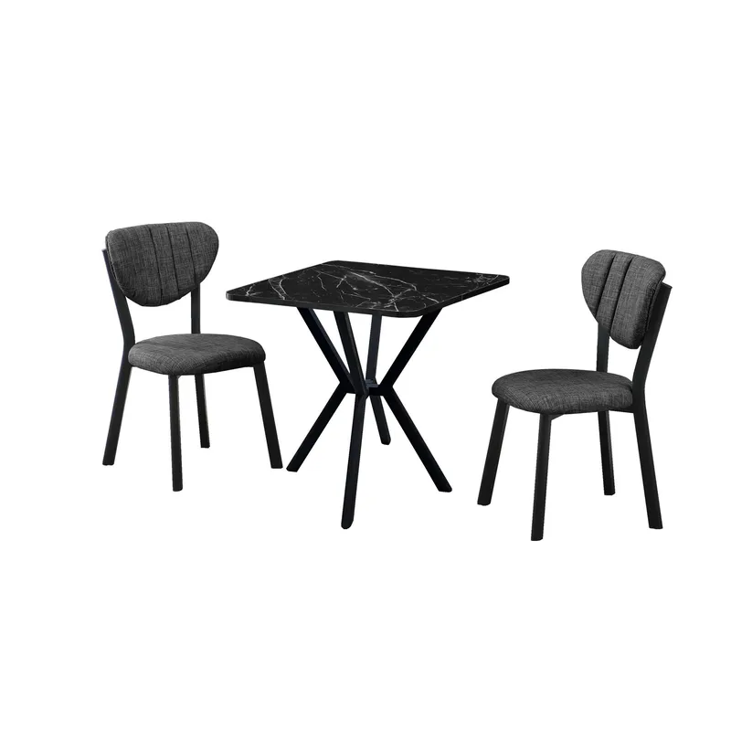 Krylor Matgrupp Bord 70 cm + 2 Stolar, Antracit Svart