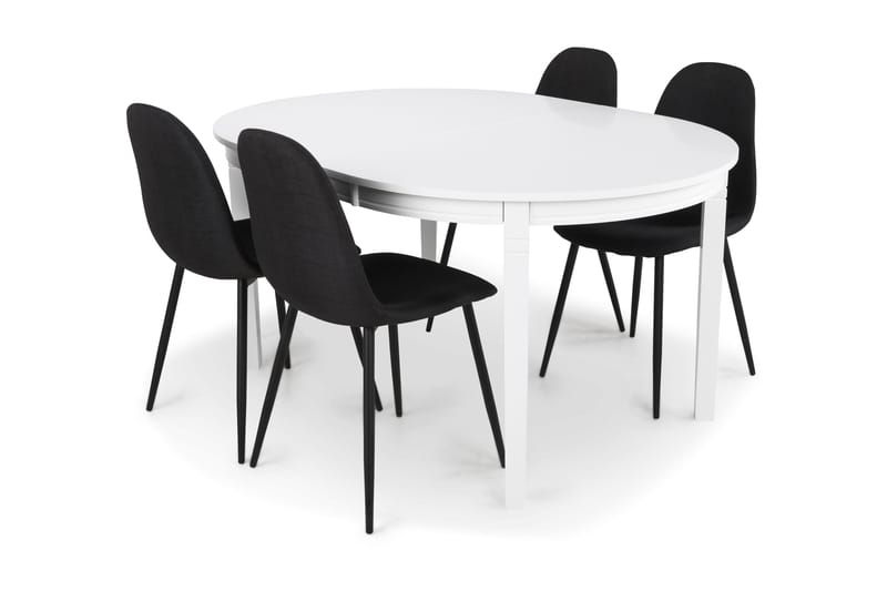 Läckö Förlängningsbar Matgrupp 150 cm med 4 Nibe Stol - Vit/Svart - Möbler - Bord & matgrupper - Matgrupper