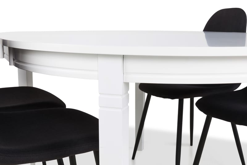 Läckö Förlängningsbar Matgrupp 150 cm med 4 Nibe Stol - Vit/Svart - Möbler - Bord & matgrupper - Matgrupper