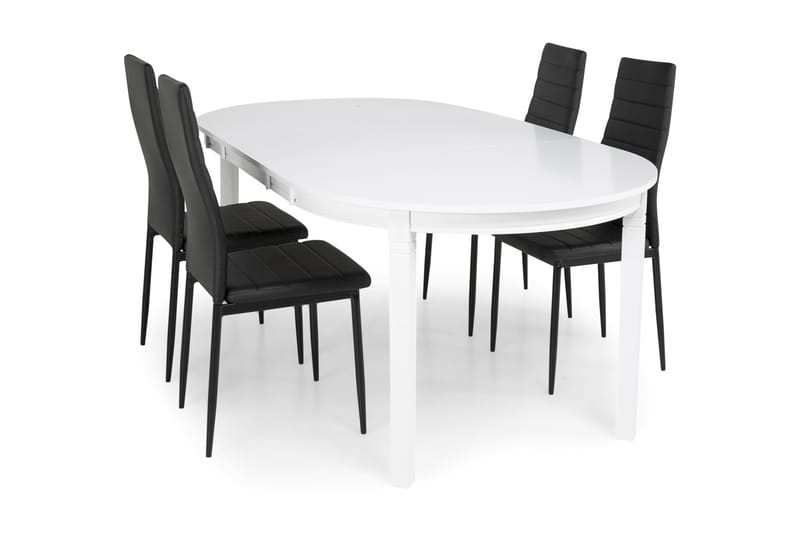 Läckö Förlängningsbar Matgrupp 150 cm med 4 Ted Stol - Vit/Svart - Möbler - Bord & matgrupper - Matgrupper