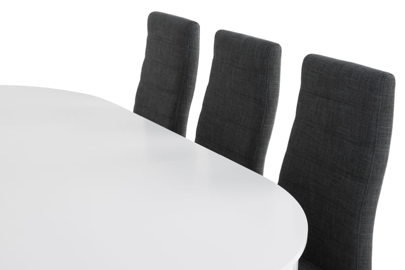 Läckö Förlängningsbar Matgrupp 150 cm med 6 Cibus Stol - Vit/Grå/Krom - Möbler - Bord & matgrupper - Matgrupper