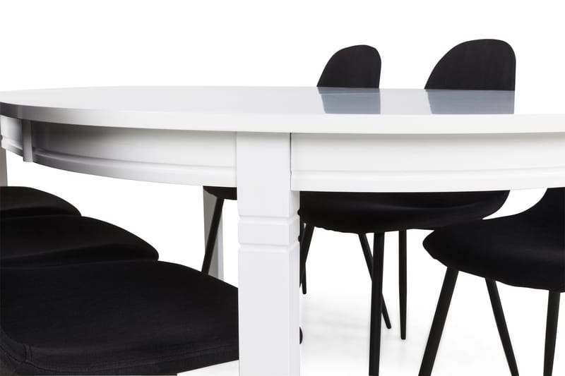 Läckö Förlängningsbar Matgrupp 150 cm med 6 Nibe Stol - Vit/Svart - Möbler - Bord & matgrupper - Matgrupper