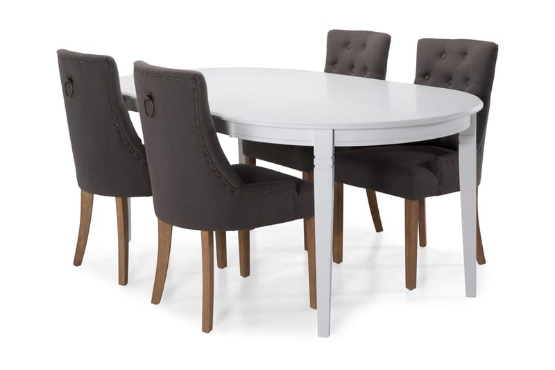 Läckö Förlängningsbart Matbord 150 cm Ovalt - Vit/Beige/Grå - Möbler - Bord & matgrupper - Matgrupper
