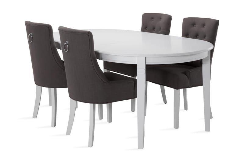 Läckö Förlängningsbart Matbord 150 cm Ovalt - Vit/Svart/Grå - Möbler - Bord & matgrupper - Matgrupper