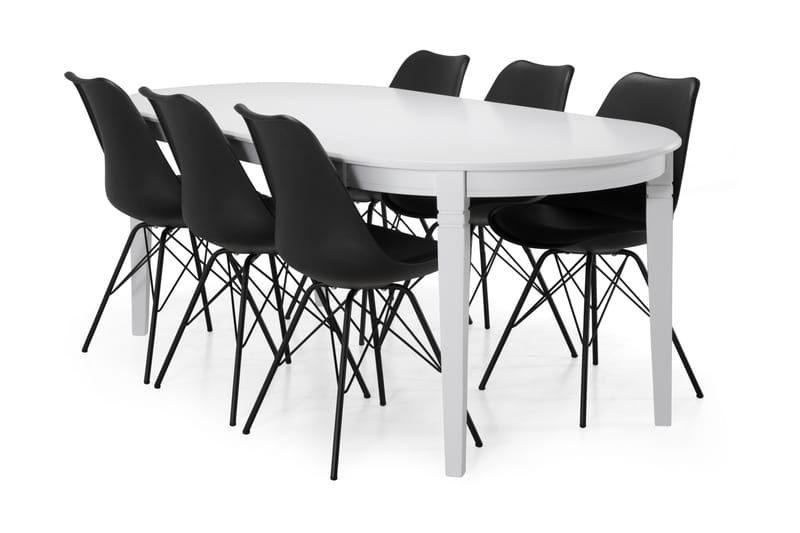 Läckö Matbord 200 cm Ovalt - Vit/Svart - Matgrupper