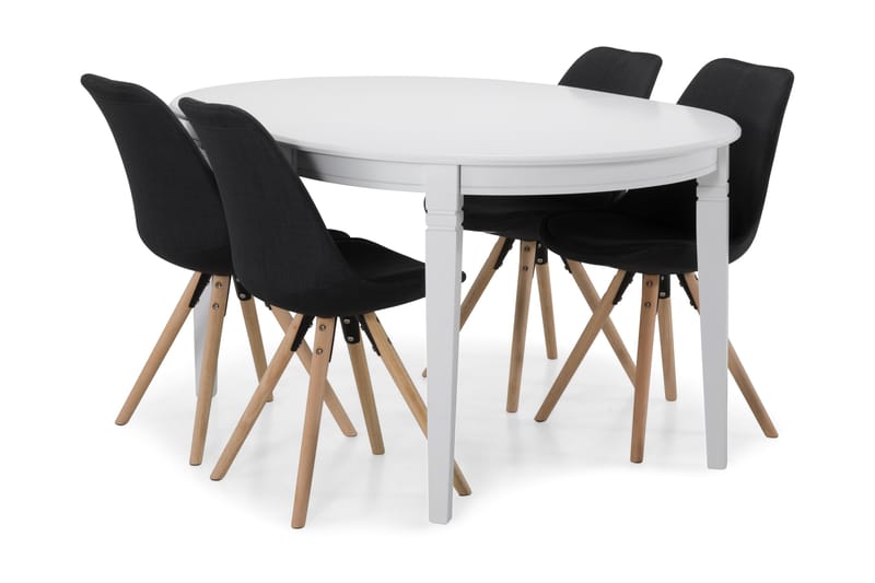 Läckö Matbord med 4 st Forum stolar - Vit/Mörkgrå - Matgrupper