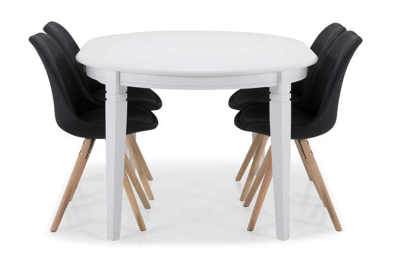 Läckö Matbord med 4 st Forum stolar - Vit/Mörkgrå - Matgrupper