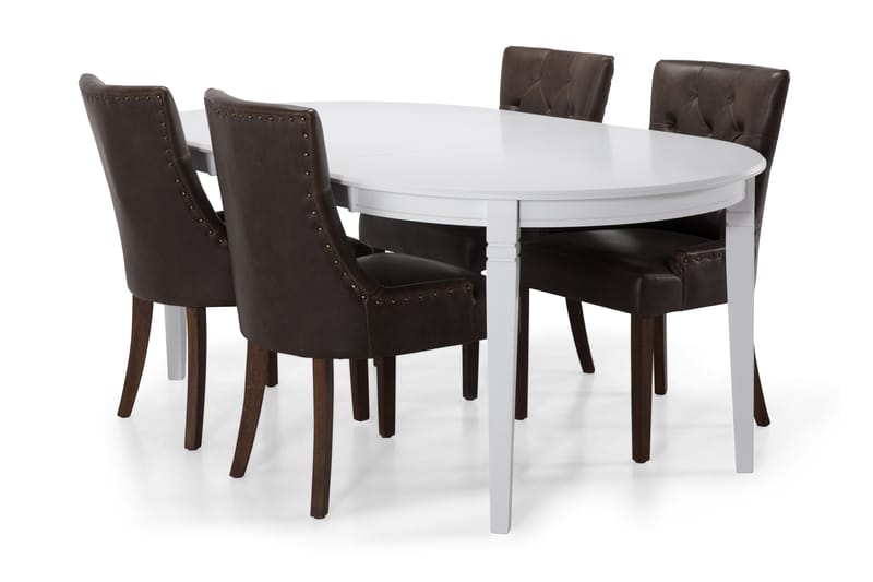 Läckö Matbord med 4 st Tuva stolar - Vit/Brun - Matgrupper