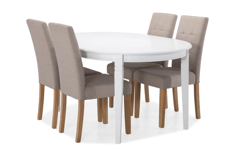 Läckö Matbord med 4 st Viktor stolar - Beige/Ek - Matgrupper