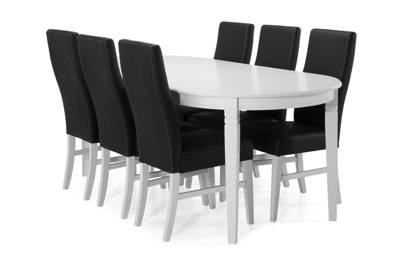Läckö Matbord med 6 st Mazzi stolar - Vit/Svart - Matgrupper